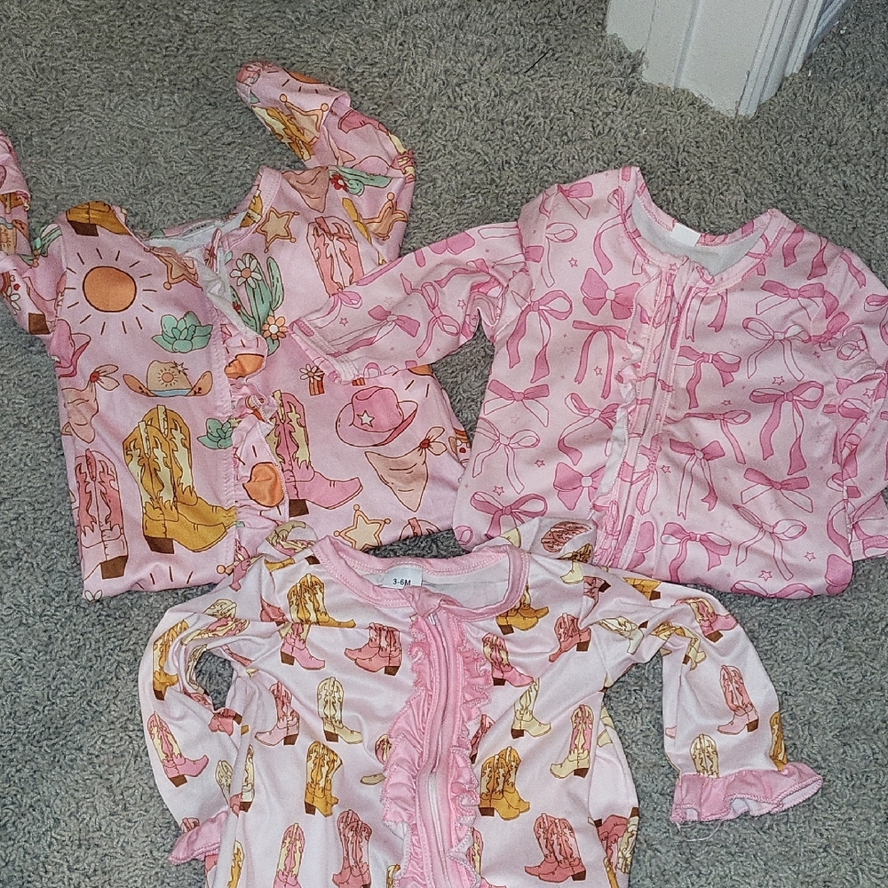 Cute Pink and Orange Baby Onesies Trio